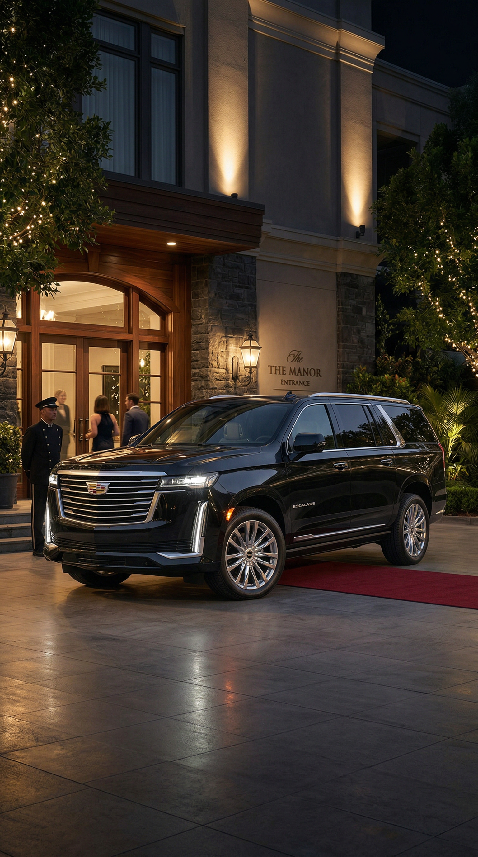 Cadillac Escalade VIP Lifestyle Ad AI car wrap design on cadillac escalade vip lifestyle ad style